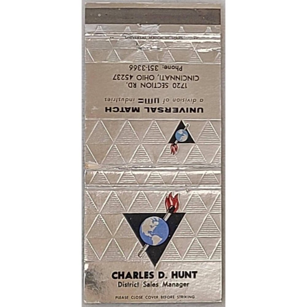Matchbook Cover Universal Match Sales Office St. Louis Missouri Charles D Hunt